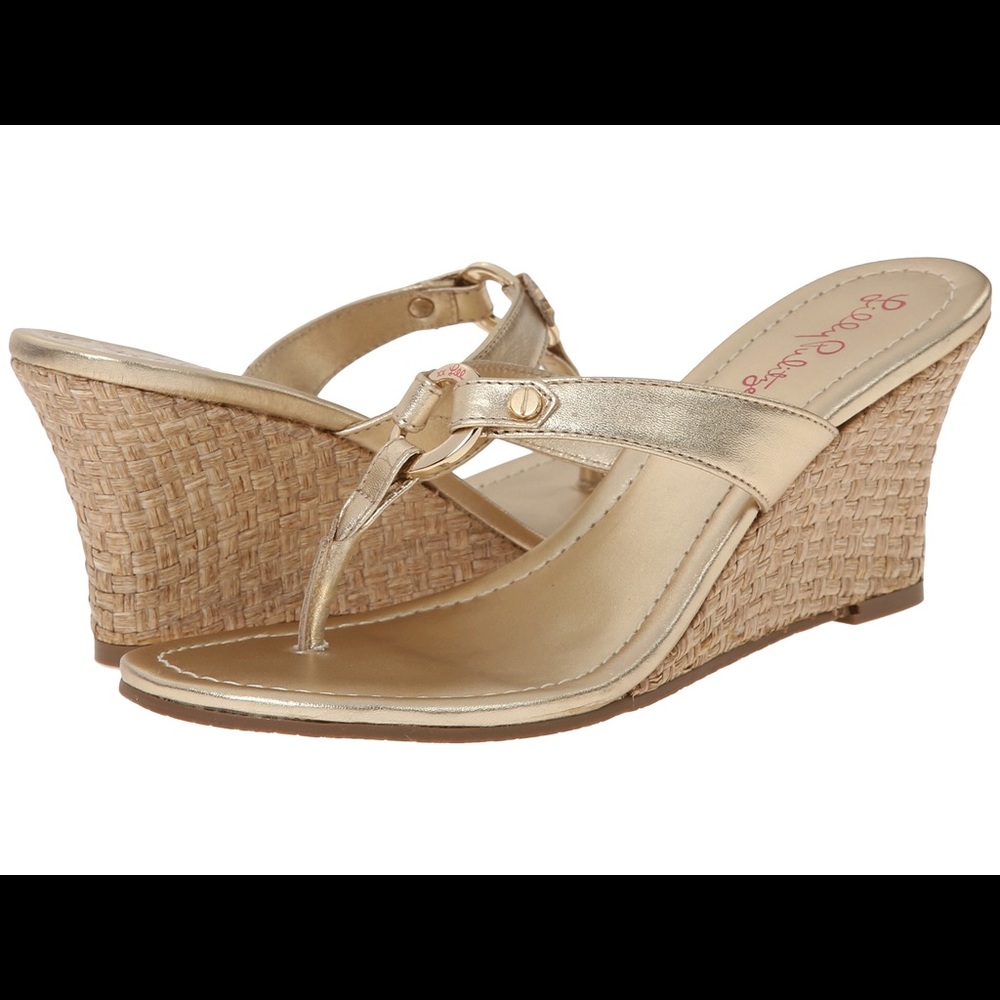 Lilly Pulitzer Phipps Wedge Gold Sandal